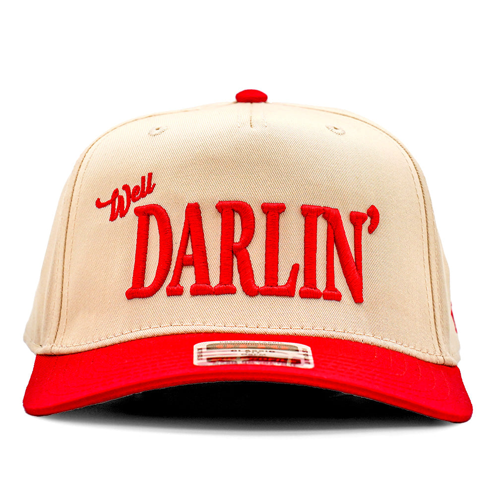 Well Darlin' Two Toned 5 Panel Cap - RED/NATURAL
