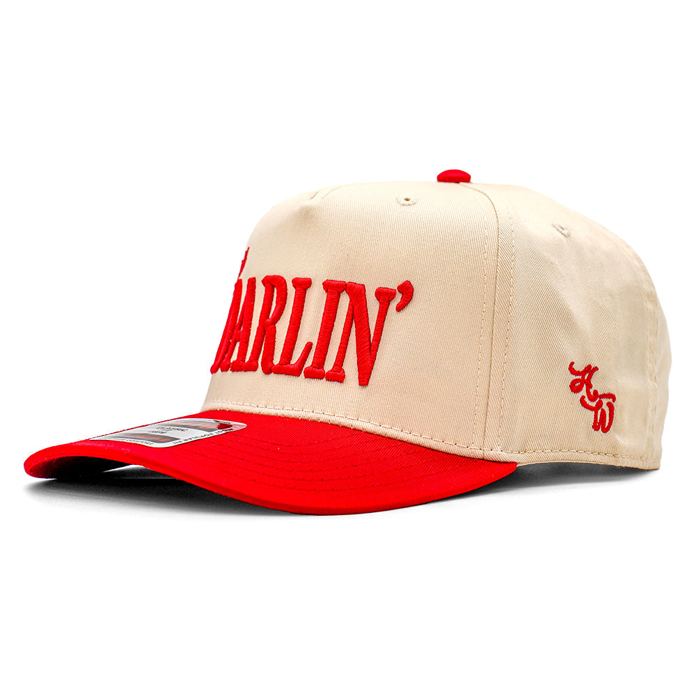 Well Darlin' Two Toned 5 Panel Cap - RED/NATURAL