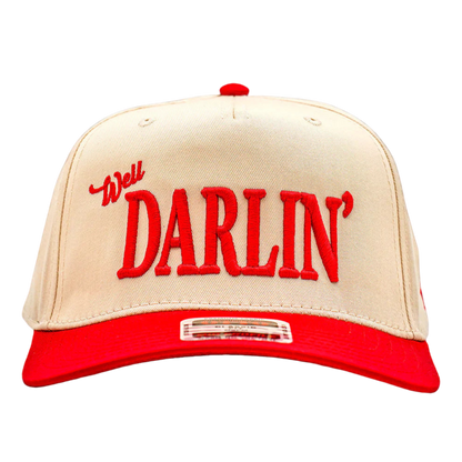Well Darlin' Two Toned 5 Panel Cap - RED/NATURAL