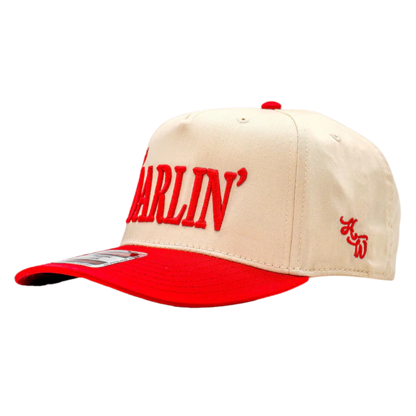 Well Darlin' Two Toned 5 Panel Cap - RED/NATURAL