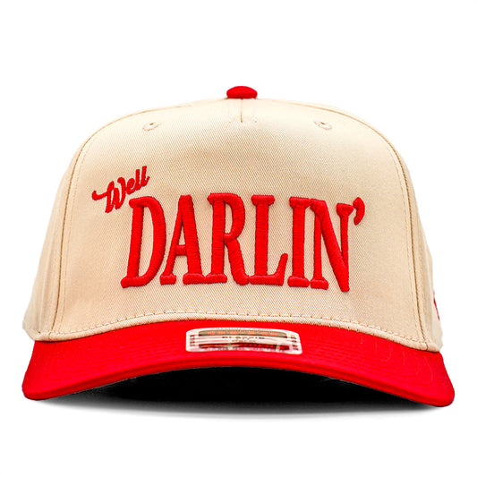 Well Darlin' Two Toned 5 Panel Cap - RED/NATURAL