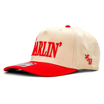 Well Darlin' Two Toned 5 Panel Cap - RED/NATURAL